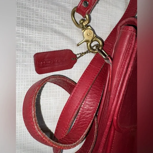 Coach Vintage from 1994 Station bag Red Leather Crossbody Bag L4C-5130 - Picture 11 of 11